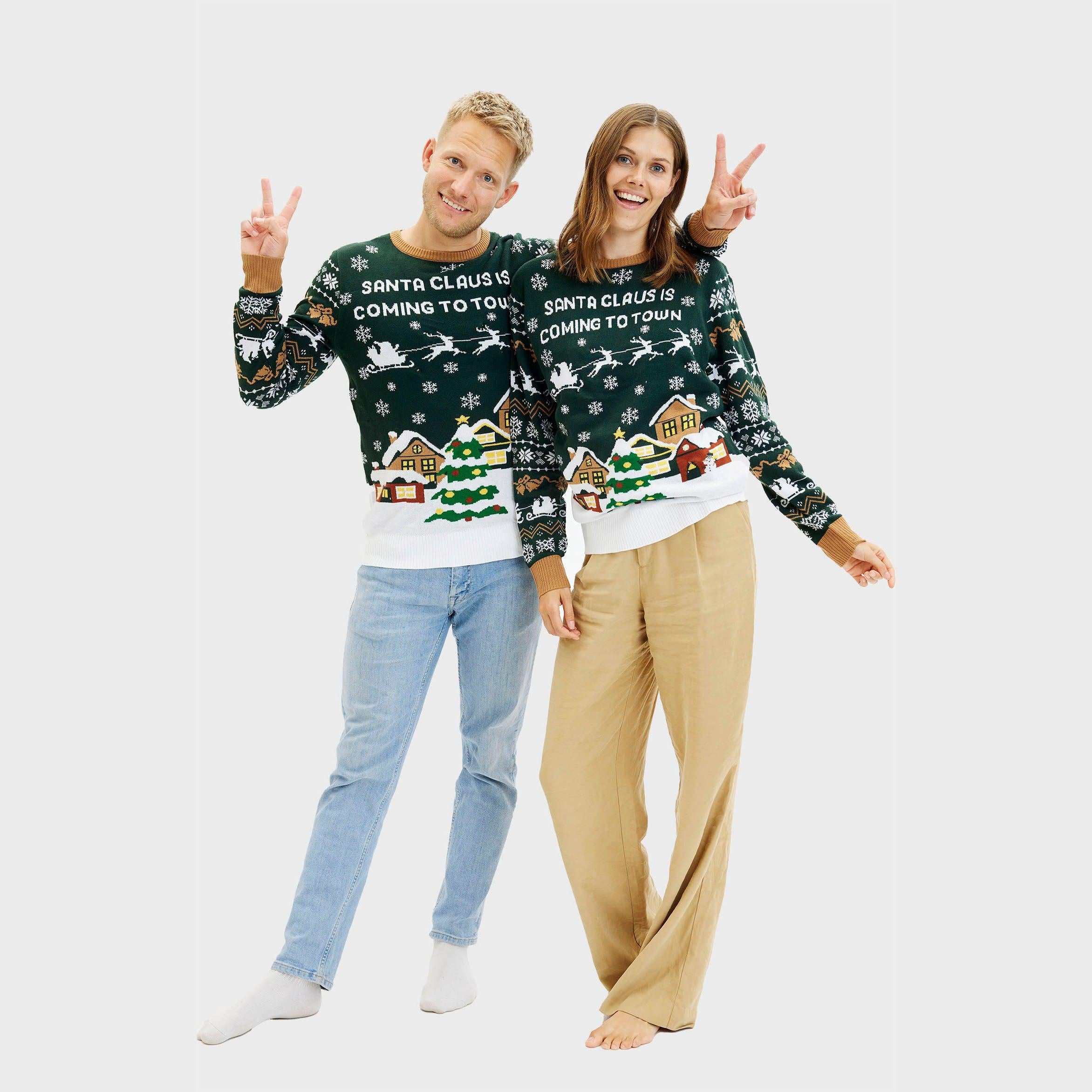 Santa Claus Is Coming To Town LED Green β Women